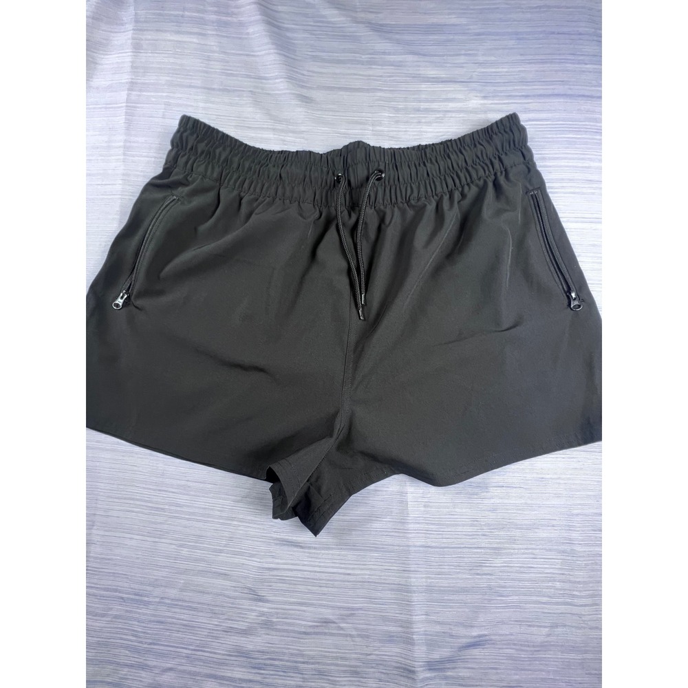 Ocean Pacific Mens Black Active Shorts Size L Recycled Polyester Stretch Zip Pkt
